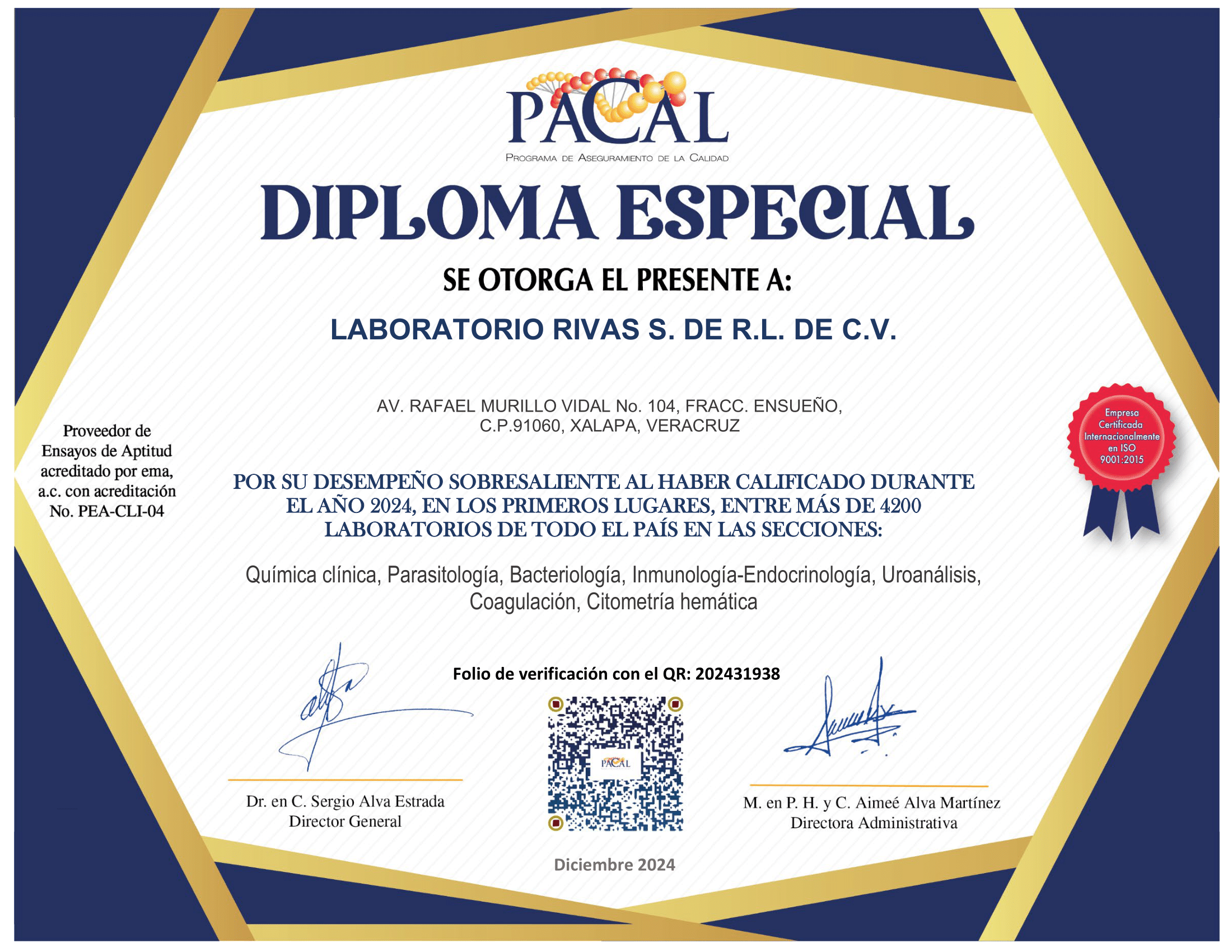 Diploma Especial PACAL.