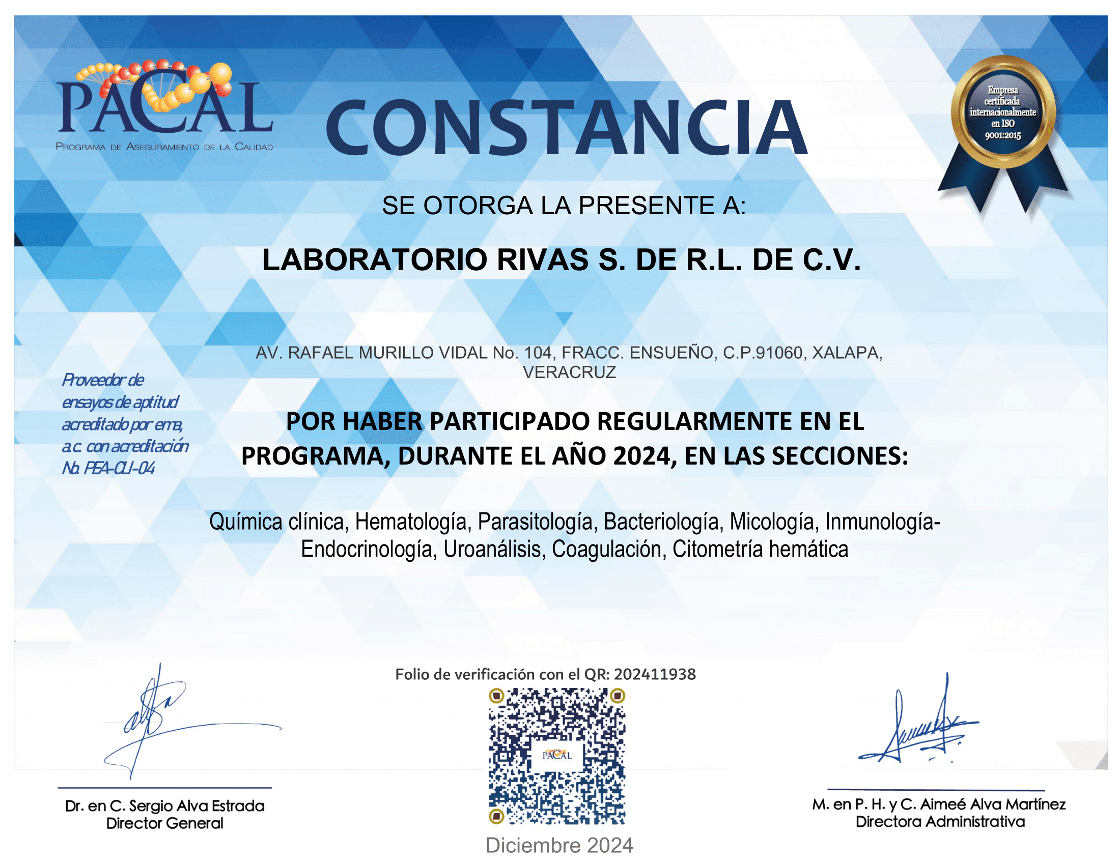 Constancia PACAL.