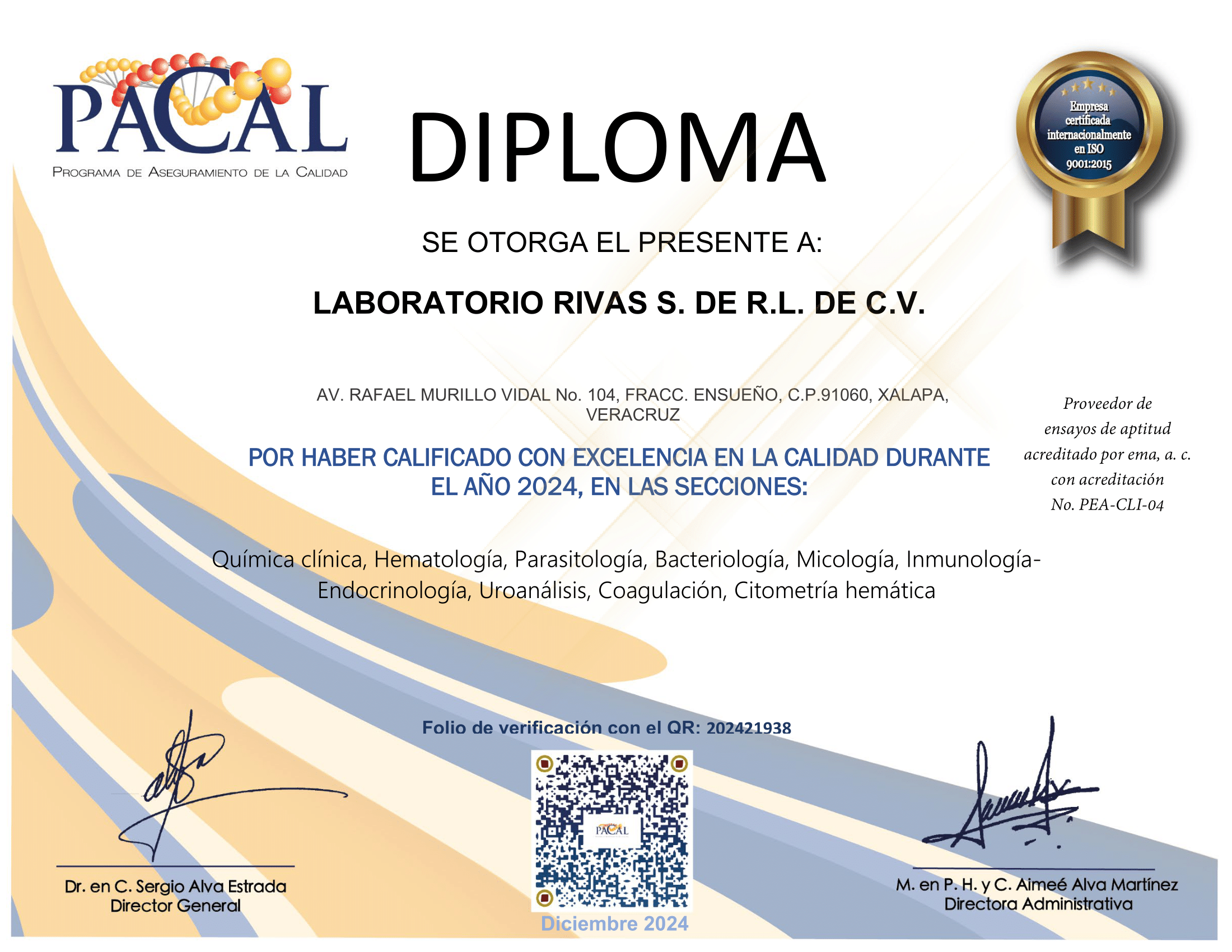 Diploma Especial PACAL.